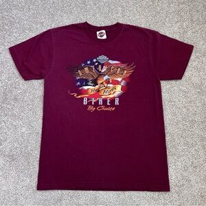Harley Davidson Short Sleeve T Shirt Men’s S Maroon American by Birth (2127)